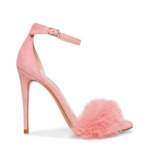 Steve Madden Women's Kippins Pink Side Fur Heels 6